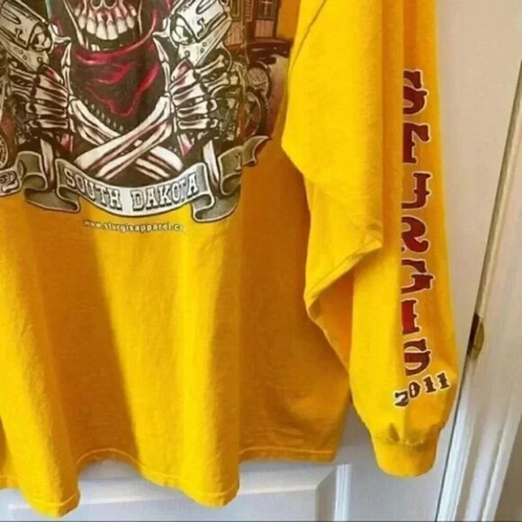 Sturgis 2011 South Dakota Motorcycle Rally Long Sleeve T-Shirt Yellow 3XL - Picture 9 of 16